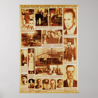 John Dillinger Verbrechensspur Staatsfeind #1 Poster
