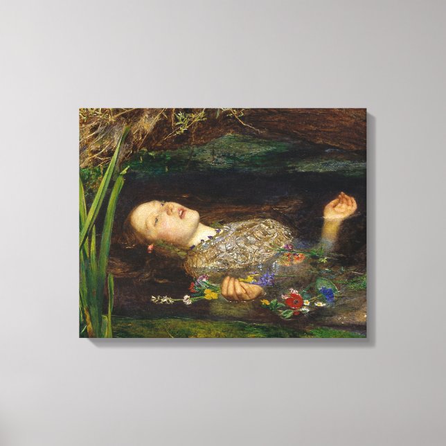 John Everett Millais - Ophelia Leinwanddruck (Vorderseite)