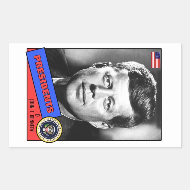 John F. Kennedy Baseball Card Rechteckiger Aufkleber (Vorderseite)