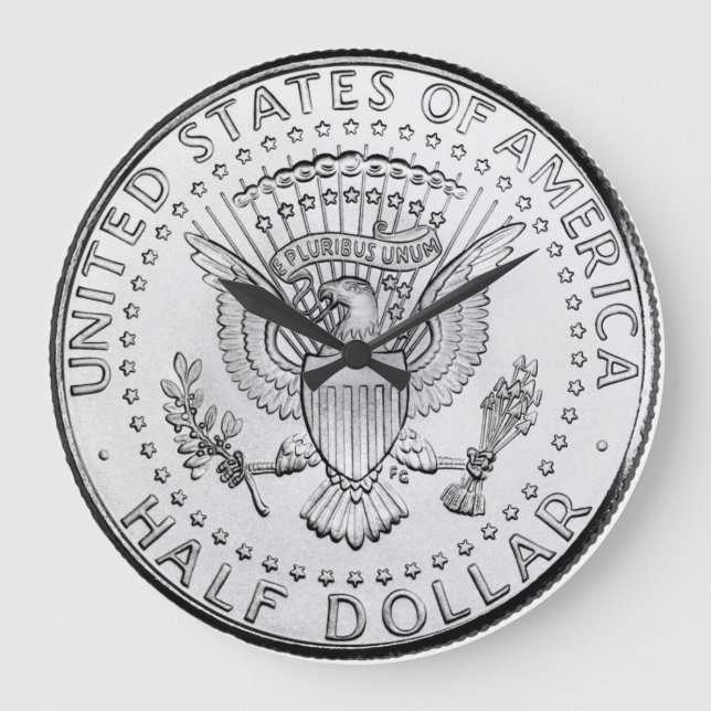 John F. Kennedy Half-Dollar Große Wanduhr (Vorderseite)