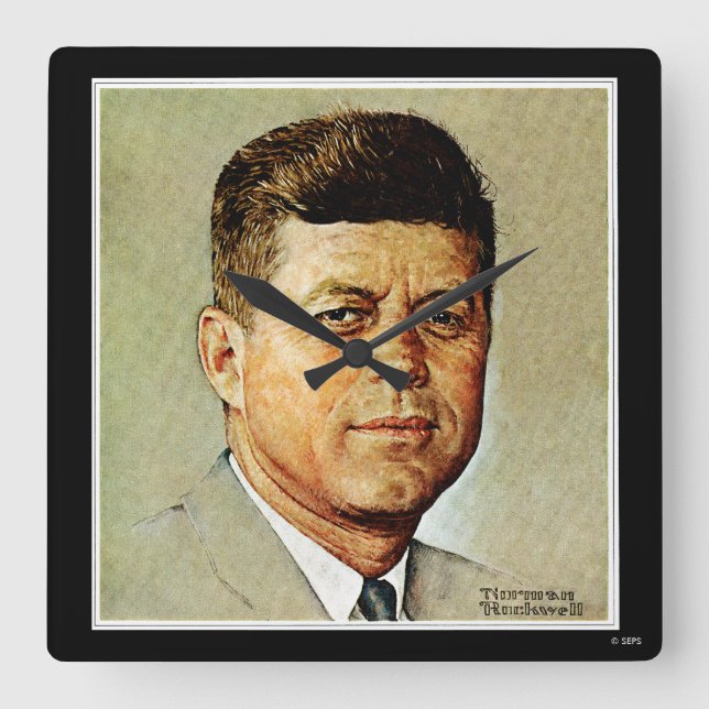 John F. Kennedy IN MEMORIAM 2 Quadratische Wanduhr (Vorderseite)