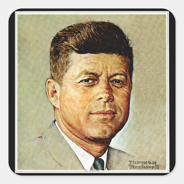 John F. Kennedy IN MEMORIAM Quadratischer Aufkleber (Vorderseite)
