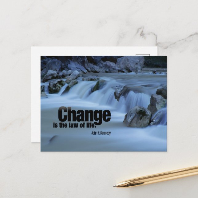 John F. Kennedy Inspiration Zitat "Change" Postkarte (Vorderseite/Rückseite Beispiel)