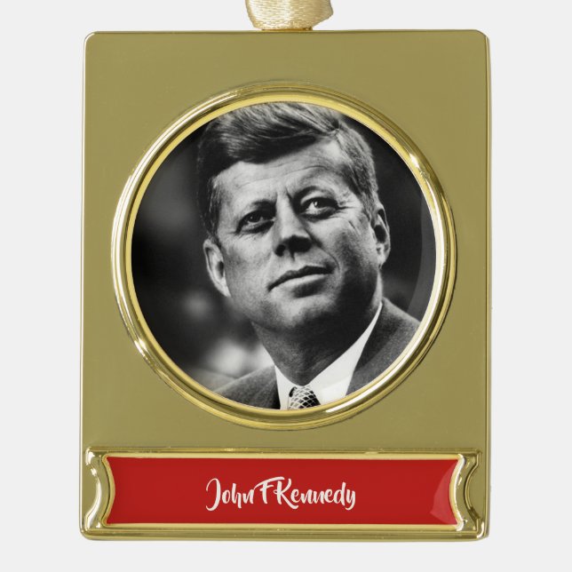 John F Kennedy Präsident Banner-Ornament Gold (Vorderseite)