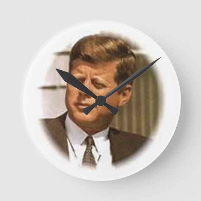 John F. Kennedy Runde Wanduhr (Vorderseite)