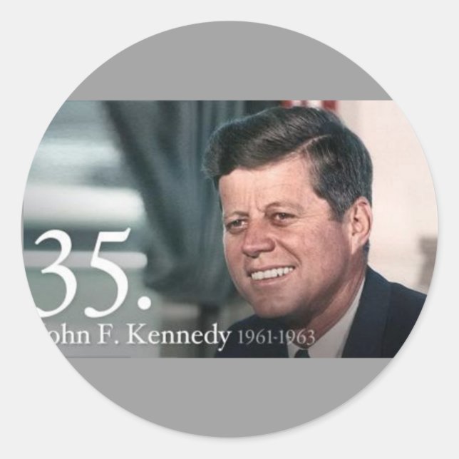 John F Kennedy Runder Aufkleber (Vorderseite)