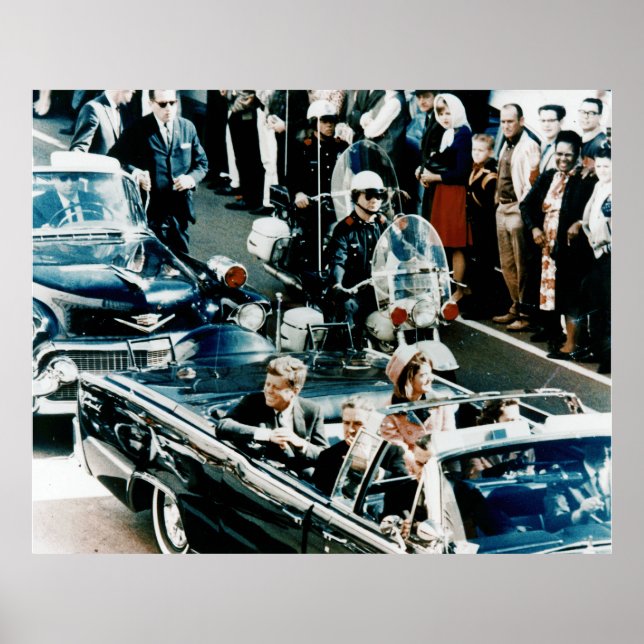 John F Kennedy und Jackie in der Motorcade Dallas Poster (Vorne)