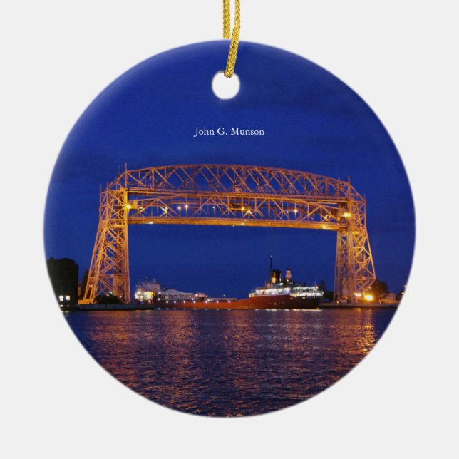 John G Munson & Aerial Lift Bridge Keramik Ornament (Vorne)
