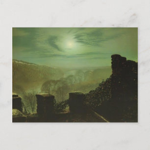 John Grimshaw - Vollmond hinter der Cirrus Cloud Postkarte
