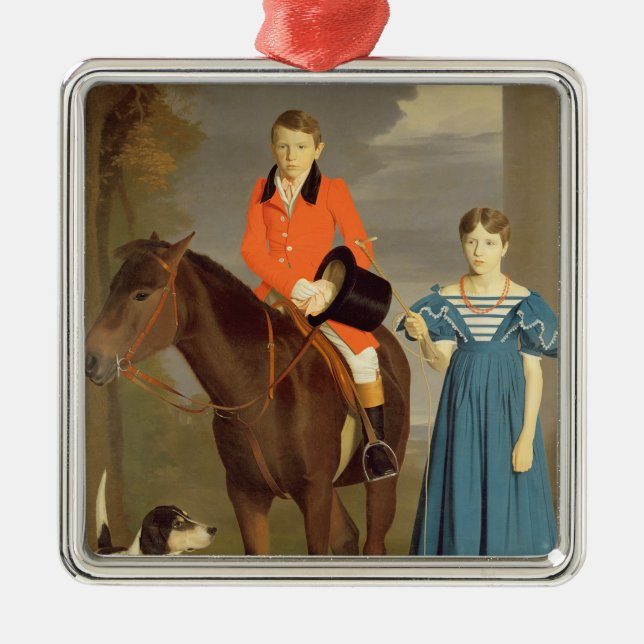 John Gubbins Newton und seine Schwester Mary, Silbernes Ornament (Vorne)