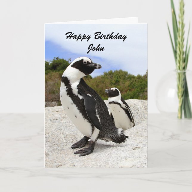 John Happy Birthday Pinguins Spaß Card Karte (Vorderseite)