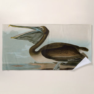 John James Audubon Brauner Pelikan Kunstwerk Maler Strandtuch