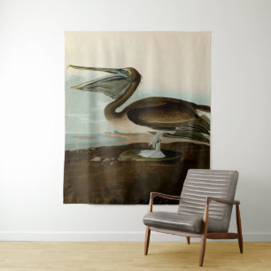 John James Audubon Brauner Pelikan Kunstwerk Maler Wandteppich