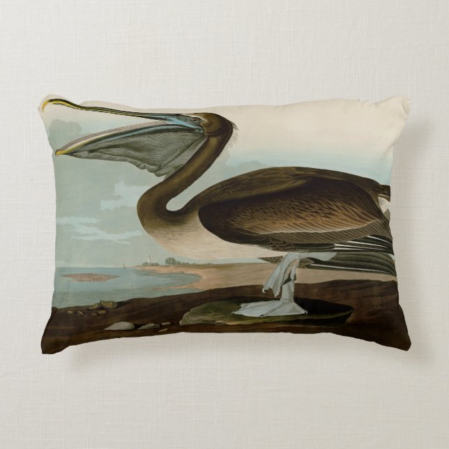 John James Audubon Brown Pelican Artwork Painting Dekokissen (Vorderseite)