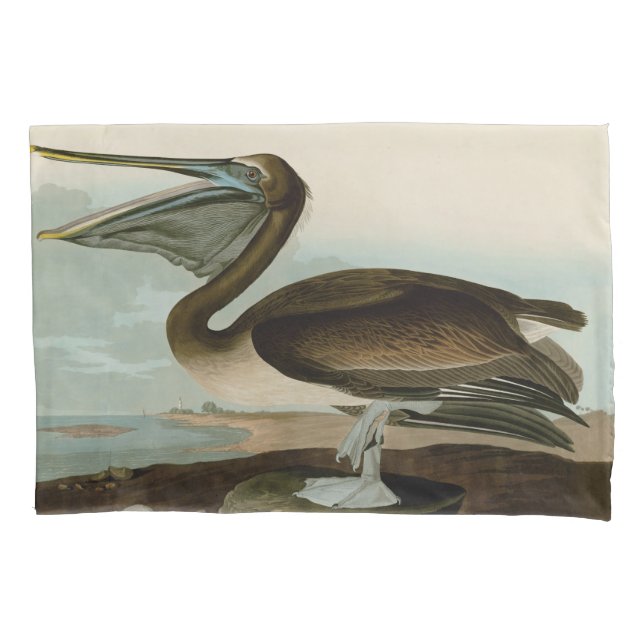 John James Audubon Brown Pelican Artwork Painting Kissenbezug (Vorderseite)