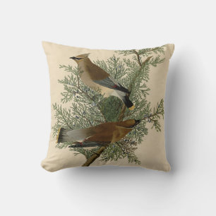 John James Audubon Zedernseidenschwanz-Vogel Druck Kissen