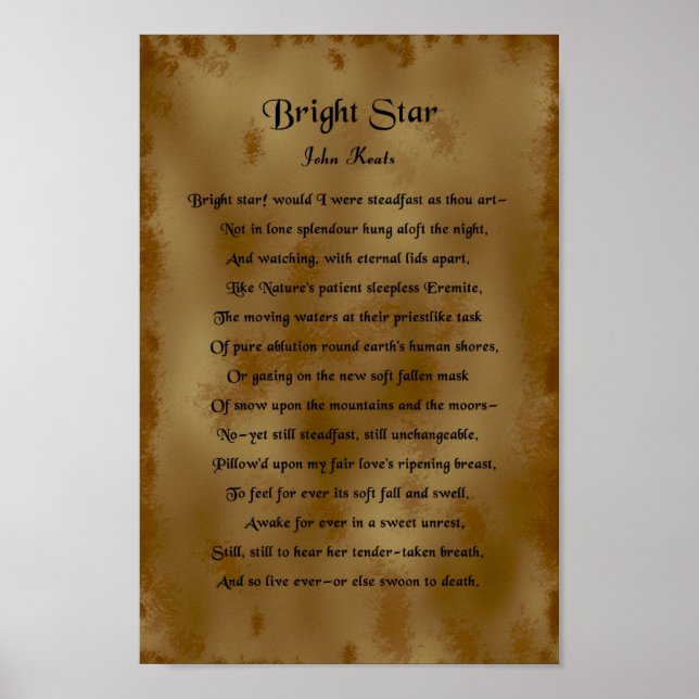 John Keats, Bright Star Poster (Vorne)