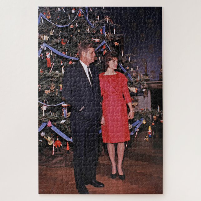 John Kennedy & Jacqueline, Präsident der Weihnacht Puzzle (Vertikal)