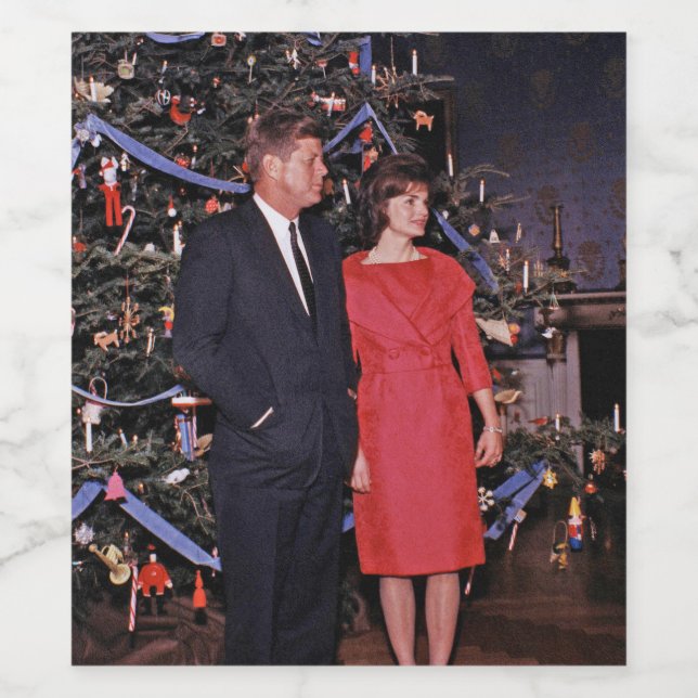 John Kennedy & Jacqueline, Präsident der Weihnacht Weinetikett (Einzelnes Label)