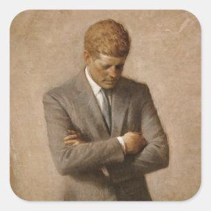 John Kennedy Portrait des Präsidenten der USA Quadratischer Aufkleber