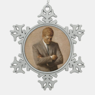 John Kennedy Portrait des Präsidenten der USA Schneeflocken Zinn-Ornament