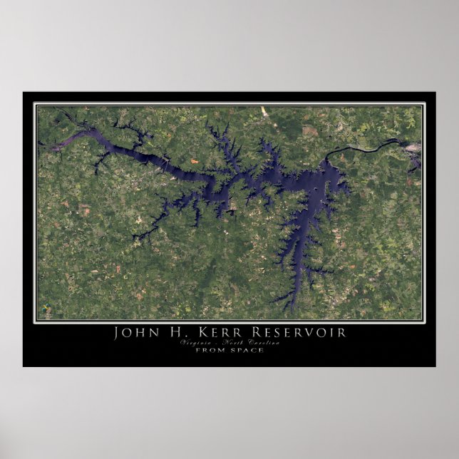 John Kerr Lake Virginia - North Carolina Satellite Poster (Vorne)