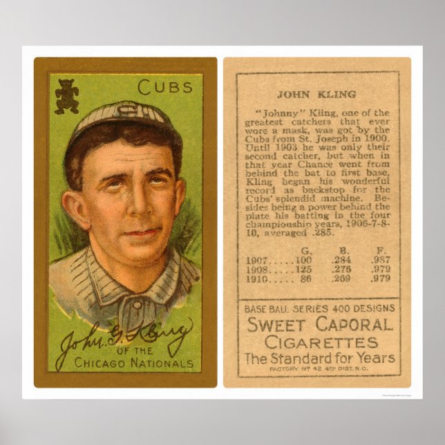 John Kling Cubs Baseball 1911 Poster (Vorne)