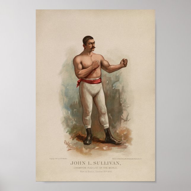 John L. Sullivan - Champion Pugilist - Farbdruck Poster (Vorne)