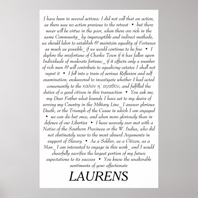 John Laurens Quotations Poster (Vorne)