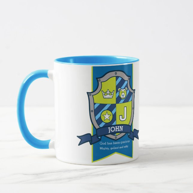 John Letter J Wappen Blue Green Name bedeutet Tass Tasse (Links)