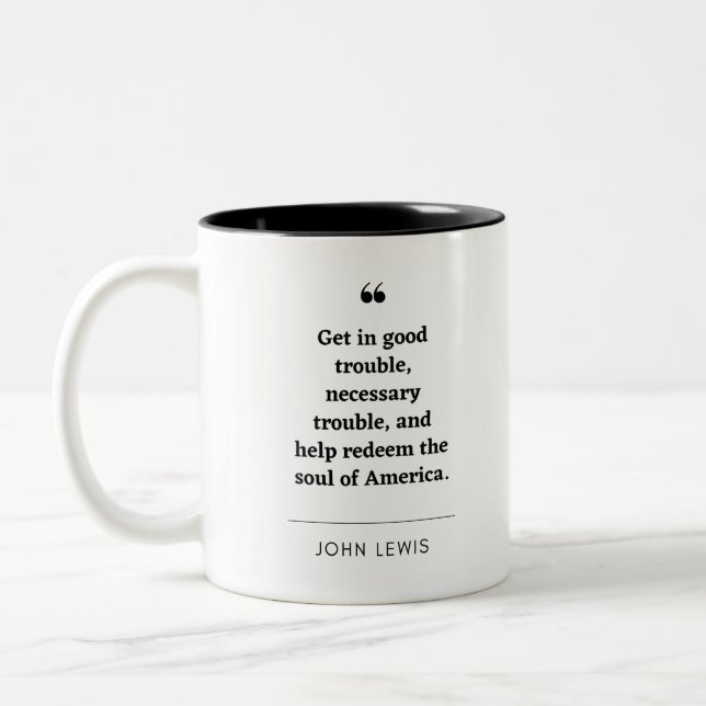 John Lewis inspirierendes Zitat Zwei-Tone-Kaffee-T Zweifarbige Tasse (Links)