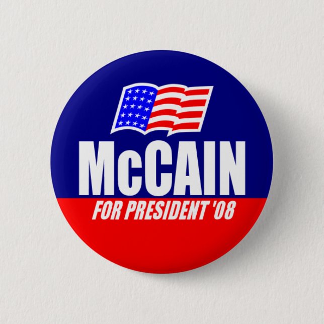 John McCain für Präsidenten 08 Knopf Button (Vorderseite)