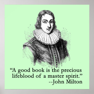 John Milton Portrait and Quote Poster