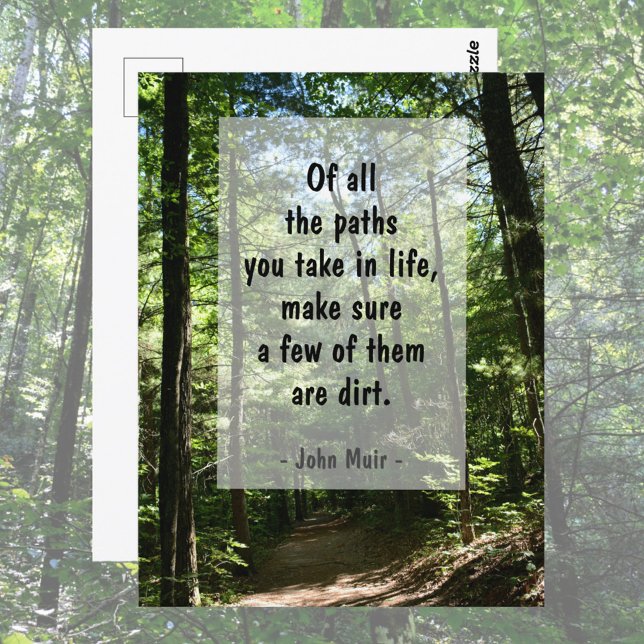 John Muir Quote Dirt Path in Forest Fotografy Postkarte (Von Creator hochgeladen)