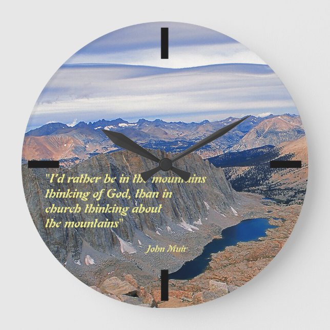 John Muir Quote Large Clock Große Wanduhr (Vorderseite)