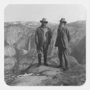 John Muir Teddy Roosevelt Yosemite Nationalpark Quadratischer Aufkleber