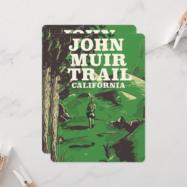 John Muir Trail California Reiseplakat. (Vorderseite/Rückseite Beispiel)