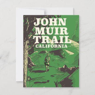 John Muir Trail Kalifornien Reiseplakat. Karte