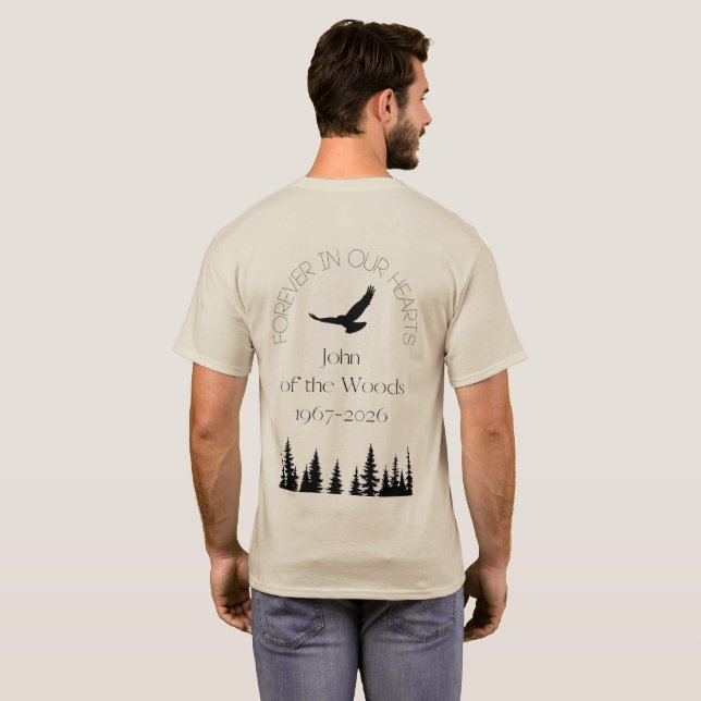 John of the Woods- Vorder- und Rückseitendesign T- T-Shirt (Schwarz voll)