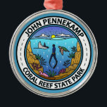 John Pennekamp Coral Reef Staat Park Travel Art Ornament Aus Metall<br><div class="desc">John Pennekamp Coral Reef Staat Park Vektorgrafik Design. Es ist ein Florida Staat Park am Key Largo,  der als der erste Unterwasserpark des Landes bekannt ist.</div>