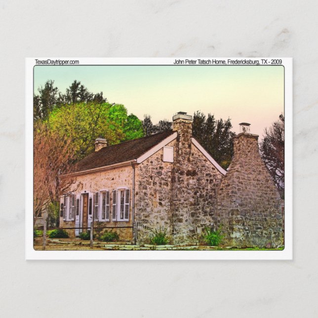 John Peter Tatsch Zuhause, Fredericksburg, TX Postkarte (Vorderseite)