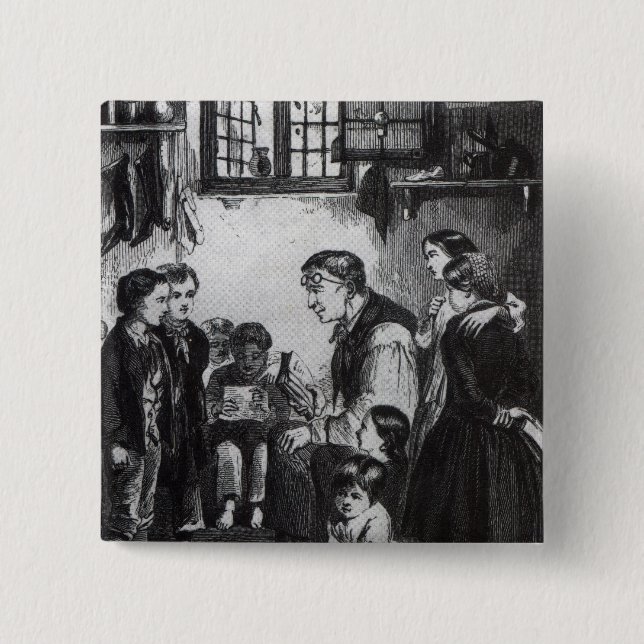 John-Pfund Kinder in seinem Zuhause unterrichtend Button (Vorderseite)