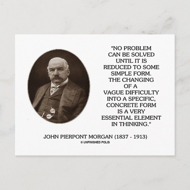 John Pierpont Morgan No Problem Can Be Solved Postkarte (Vorderseite)