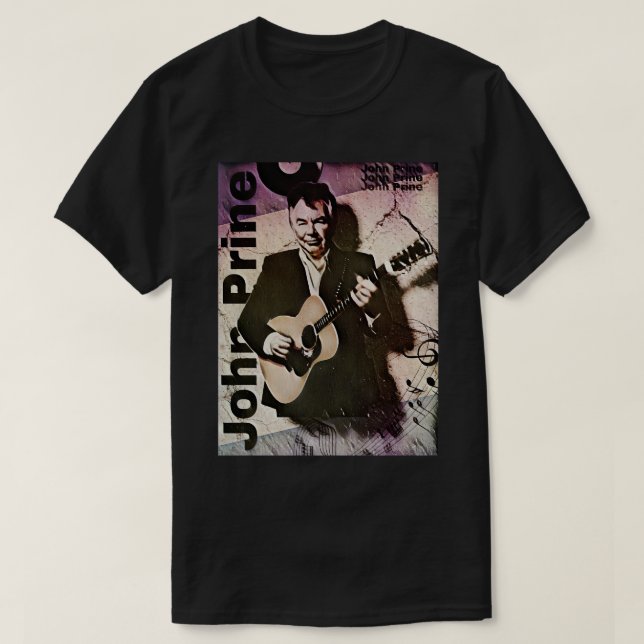 John Prine Guitar Style T-Shirt (Design vorne)