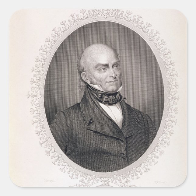 John Quincy Adams Quadratischer Aufkleber (Vorderseite)