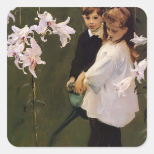 John Sargent - Garden Study of the Vickers Childre Quadratischer Aufkleber