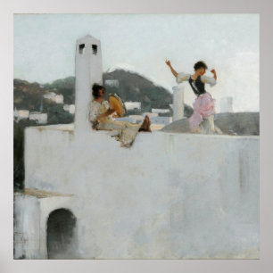 John Singer Sargent - Capri-Mädchen auf einem Dach Poster