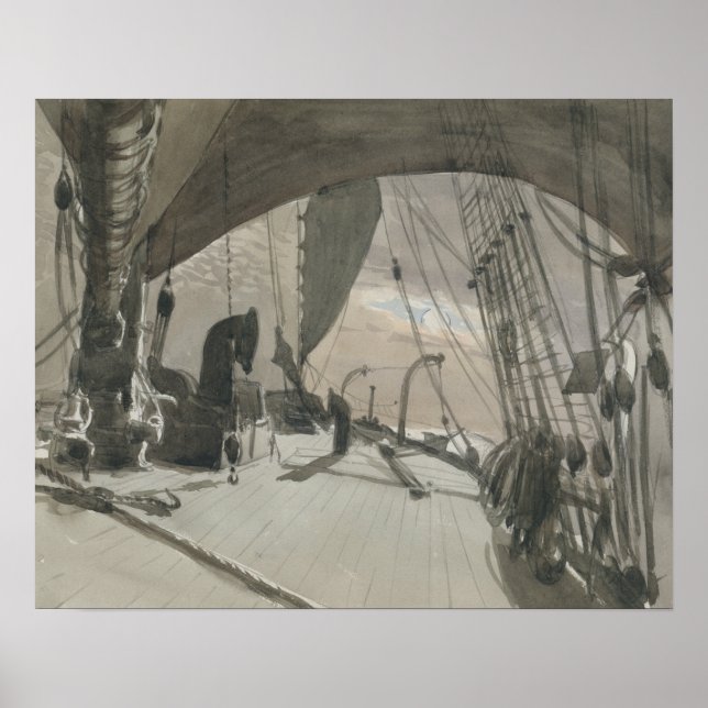 John Singer Sargent - Deck of Ship in Moonlight Poster (Vorne)