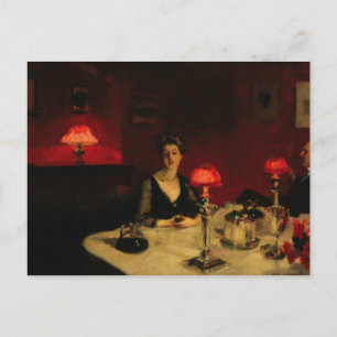 John Singer Sargent - Ein Abendtisch am Abend Postkarte