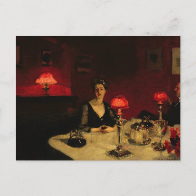 John Singer Sargent - Ein Abendtisch am Abend Postkarte (Vorderseite)